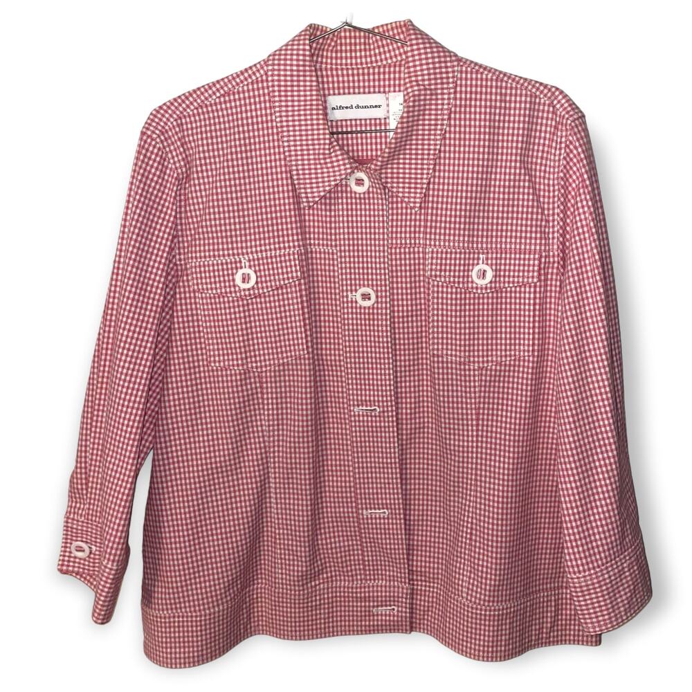 Alfred Dunner Pink Gingham check jacket Sz 14 EUC
